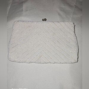 Elegant Richere White Beaded Clutch